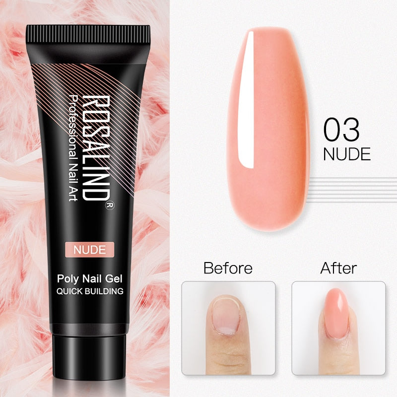 ROSALIND Glitter Poly Nail Gel Extension 15ml Gel Polish All For Manicure Poly Builder Gel Semi Permanent Soak Off Nail Art