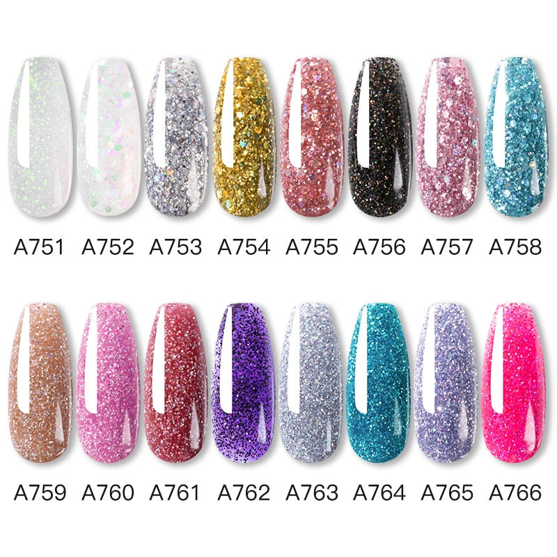 ROSALIND Glitter Poly Nail Gel Extension 15ml Gel Polish All For Manicure Poly Builder Gel Semi Permanent Soak Off Nail Art